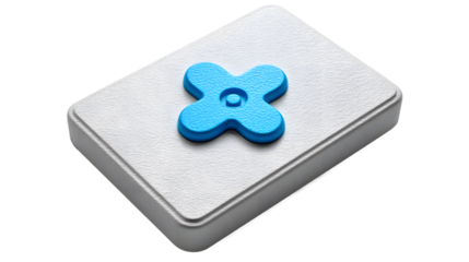 Closeup of a textured surface with a blue symbol