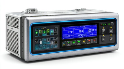 Obraz premium Advanced Industrial Control Panel with Digital Display and Functional Buttons for Technical App