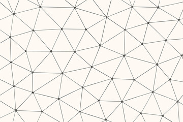 Seamless geometric vector pattern with connected dots and lines forming an irregular triangle grid. Abstract network connection background. Modern science technology backdrop design.