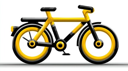 Fototapeta premium A vibrant yellow bicycle with black accents perfect for fitness transportation and ecofrien