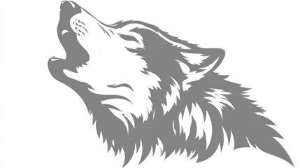 Obraz premium Howling Wolf Silhouette A Detailed and Expressive Animal Illustration for Nature Wildlife an