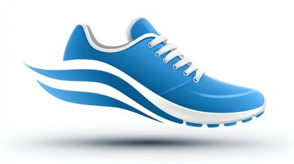 Blue Running Shoe with Dynamic Design and White Laces Ideal for Fitness Sports and Athletic
