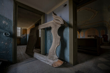 Old Abandoned Palace in Branice with Blue Chapel Interior, Poland