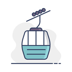 Ski lift gondola flat vector isolated icon