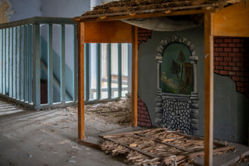 Old Abandoned Palace in Branice with Blue Chapel Interior, Poland