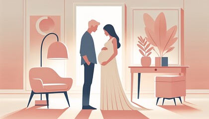 This tender moment, symbolizing anticipation and connection, is perfect for themes of family, love, and new beginnings.
