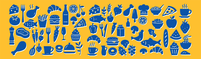 Fast Food and Takeaway Icons with Cooking Elements