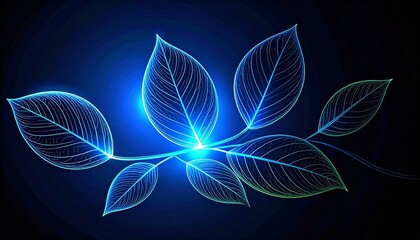 Glowing Leaves Branch, Abstract Art