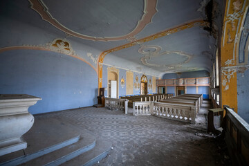 Old Abandoned Palace in Branice with Blue Chapel Interior, Poland
