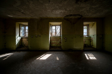 Old Abandoned Palace in Branice with Blue Chapel Interior, Poland