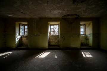 Old Abandoned Palace in Branice with Blue Chapel Interior, Poland
