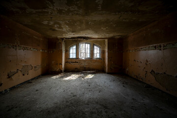Old Abandoned Palace in Branice with Blue Chapel Interior, Poland