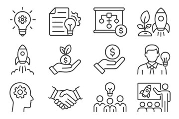 Business growth strategies illustrated through various concepts of innovation, planning, and collaboration in a workspace setting