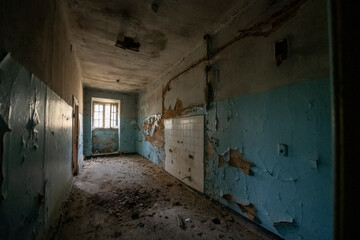 Old Abandoned Palace in Branice with Blue Chapel Interior, Poland