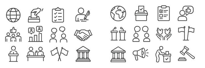 Diverse symbols representing democracy, voting, and civic engagement in modern society's political landscape