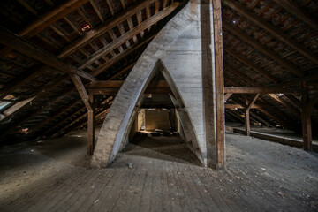 Old Abandoned Palace in Branice with Blue Chapel Interior, Poland