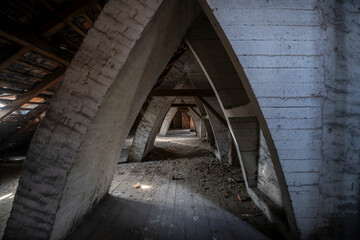 Old Abandoned Palace in Branice with Blue Chapel Interior, Poland