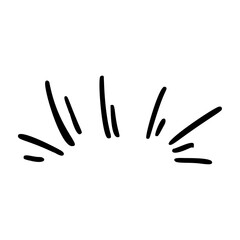 Comic movement lines and expressive shapes with fun graphic effects. Hand-drawn cartoon elements including arrows, marks, and brush strokes. Flat vector illustration isolated on white background.