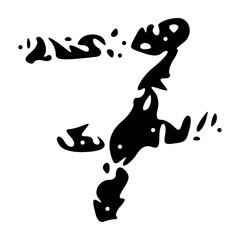 Grunge numbers 1,2 with rough brush texture acrylic. Hand-painted spray ink effect, doodle calligraphy font. Flat illustration isolated on white.