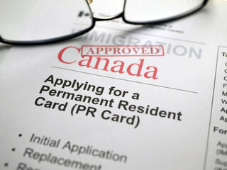 Close up of immigration form Canada