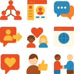 Generic Communication Icon Set Vector Art Social Media Style Elements Vector