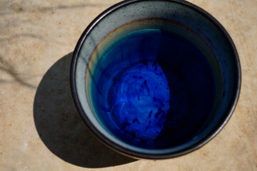 image showing a  cup filled with methylene blue and water