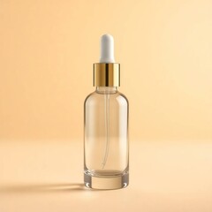 Elegant Transparent Dropper Bottle Minimalist Design with Golden Cap