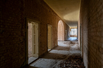 Obraz premium Old Abandoned Palace in Branice with Blue Chapel Interior, Poland