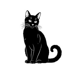 black cat on white background