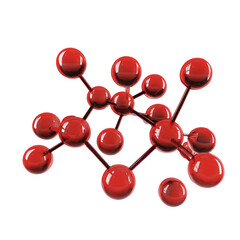 Obraz premium A vibrant illustration of interconnected red spheres and lines, representing a scientific structure or concept