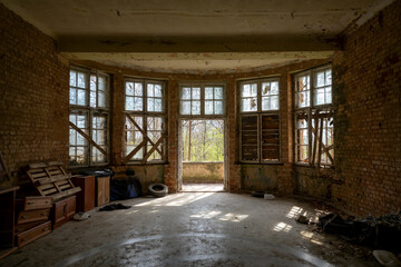 Old Abandoned Palace in Branice with Blue Chapel Interior, Poland