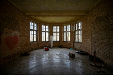 Old Abandoned Palace in Branice with Blue Chapel Interior, Poland