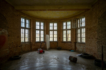 Old Abandoned Palace in Branice with Blue Chapel Interior, Poland