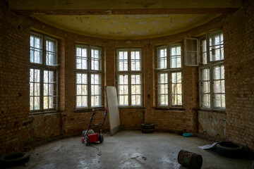 Old Abandoned Palace in Branice with Blue Chapel Interior, Poland