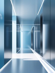 Obraz premium Futuristic corridor in Cloud Dancer palette, color of the year 2026. Dramatic lighting creates infinite perspective. Perfect for technology, architecture, science fiction, innovation concepts.