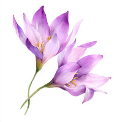 Colchicum flowers watercolor clipart