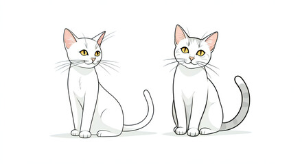 Two White Cats Sitting