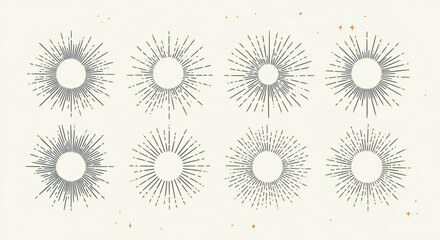 Collection of retro sunbursts and starbursts