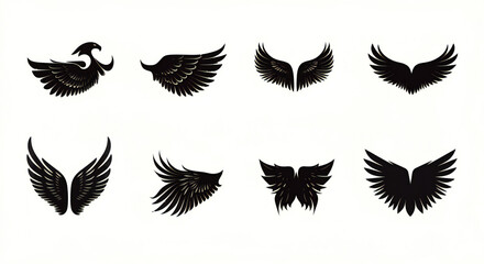 Collection of Black Wing Silhouettes