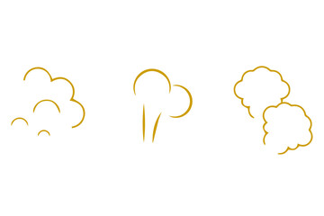 Warm steam, smoke or vapor rise comic symbol set. A warm and cozy element. Smoking and steaming icon