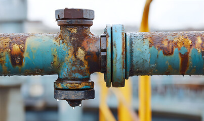 A rusty pipe with a bolt on it. Old rusty pipe