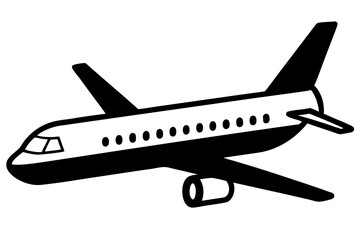 Airplane icon black and white simple design travel flight