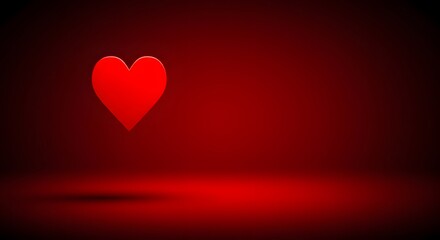 Glowing Red Heart Floating on Red Background - Valentine's Day Romance
