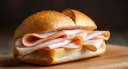 Turkey Sandwich Roll | sandwich roll stuffed with tender turkey slices without cheese and vegetables