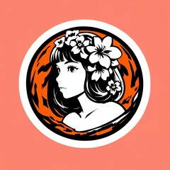 Floral Crowned Maiden: A Stunning Profile Illustration