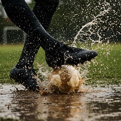 The moment the ball is kicked in a splash. 