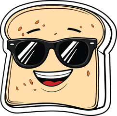 A dancing slice of bread wearing sunglasses