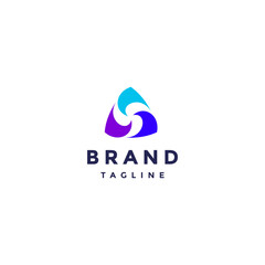 Three Waves Rotating In Triangle Logo Design. Simple Triangle Waves Rotating Logo Design.