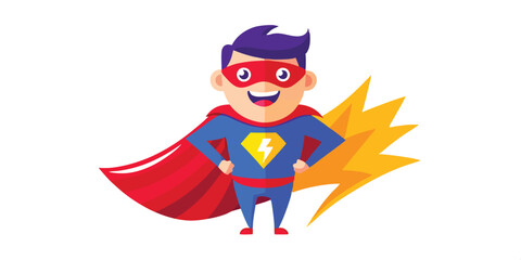 Super Dad Mask with Red Cape Illustration Art & Illustration
