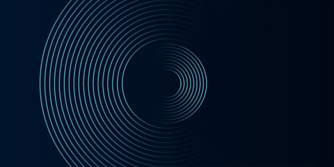 Fototapeta premium Blue abstract background with glowing circles. Swirl circular lines pattern. Geometric spiral. Twirl element. Modern graphic design. Futuristic technology concept. Vector Eps10